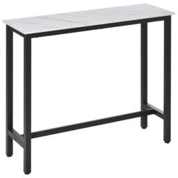 Rackhams Rectangular Bar Table, Wood Effect Coffee Table for Small Space, Breakfast Dining, Kitchen, Industrial, White & Black - thumbnail 1