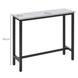 Rackhams Rectangular Bar Table, Wood Effect Coffee Table for Small Space, Breakfast Dining, Kitchen, Industrial, White & Black - thumbnail 3