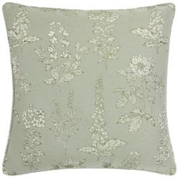 Rackhams Sophia New Floral Jacquard Cushion Cover - Sage - 50cm x 50cm - Sage - 100% Polyester