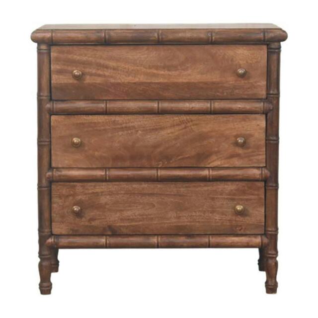 Rackhams Solid Wood Bamboo Carved 3-Drawer Chest - image 1