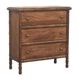 Rackhams Solid Wood Bamboo Carved 3-Drawer Chest - thumbnail 3