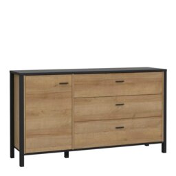 Rackhams High Rock Sideboard in Matt Black/Riviera Oak - Black - 151.3 - 1