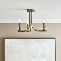 Rackhams Morden 3 Light Antique Brass Semi Flush Ceiling Light