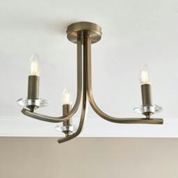 Rackhams Morden 3 Light Antique Brass Semi Flush Ceiling Light - thumbnail 3