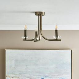Rackhams Morden 3 Light Antique Brass Semi Flush Ceiling Light - thumbnail 2