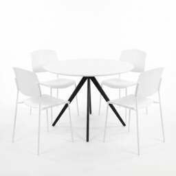 Rackhams Aspen Dining Set - White Round Table & 4 Academy Dining Chairs - White - thumbnail 1