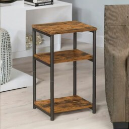 Rackhams 3 Tier Square Side Table With Steel Frame Brown - thumbnail 2