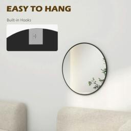 Rackhams 61cm Decorative Wall Mirror for Bedroom Living Room, Modern Round Bathroom Mirror for Home Decor, Black - thumbnail 6