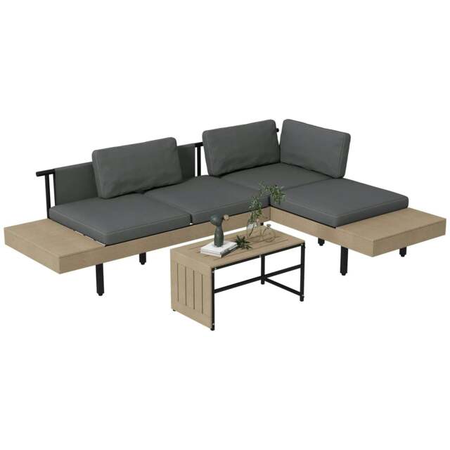Rackhams Three-Piece 'L' Garden Sofa Set - Grey - image 1