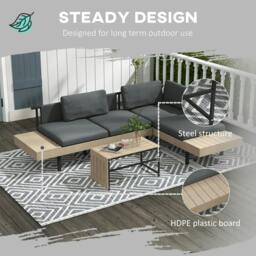 Rackhams Three-Piece 'L' Garden Sofa Set - Grey - thumbnail 4