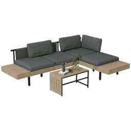 Rackhams Three-Piece 'L' Garden Sofa Set - Grey - thumbnail 1