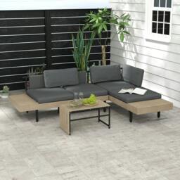Rackhams Three-Piece 'L' Garden Sofa Set - Grey - thumbnail 2