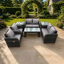 Rackhams 7 Piece Rattan Garden Furniture Set Outdoor Patio Sofa, Table and Chairs Garden Table Ideal for Pool Side, Balcony, Outdoor & indoor Patio Set