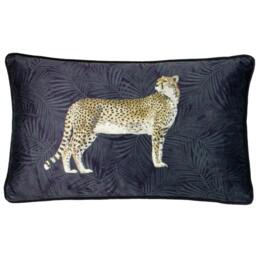 Rackhams Cheetah Forest Cushion Cover - Navy - One Size - Navy - 100% Polyester - thumbnail 2