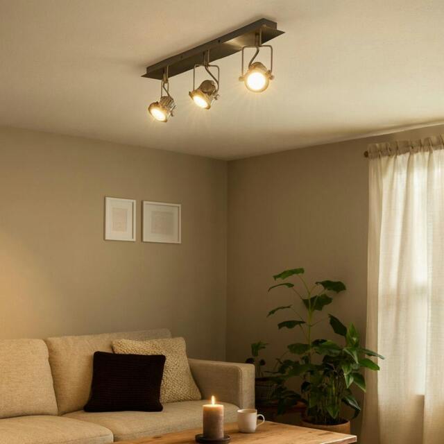 Rackhams Sage Satin Nickel 3 Light Ceiling Spotlight Bar - image 1