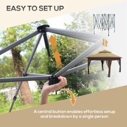 Rackhams 3 x 3(m) Pop Up Gazebo, Instant Shelter with Mosquito Netting, Khaki - Light Grey - Steel, Oxford Cloth - 337L x 337W x 272Hcm - thumbnail 4