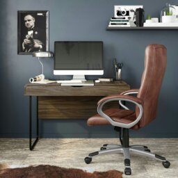 Rackhams Hampton office chair in brown leather - Brown - thumbnail 3