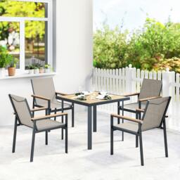 Rackhams 5 Piece Garden Dining Set, Outdoor Table and 4 Chairs, Khaki