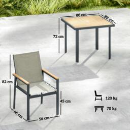 Rackhams 5 Piece Garden Dining Set, Outdoor Table and 4 Chairs, Khaki - thumbnail 3