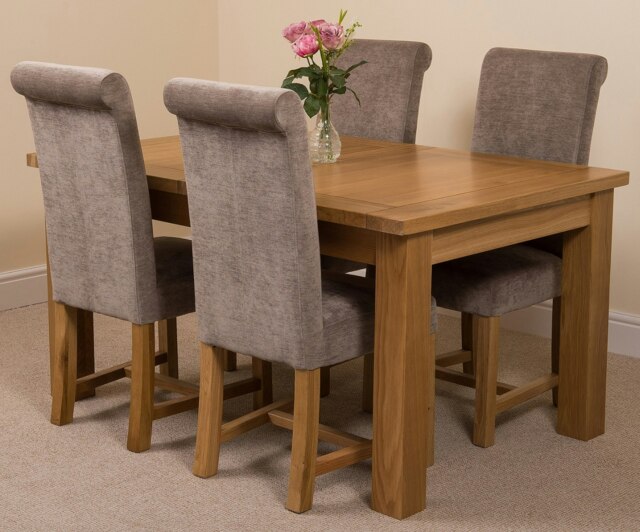 Rackhams Seattle Oak Extending Dining Table with Washington Fabric Chairs - 8 chairs - Grey - image 1