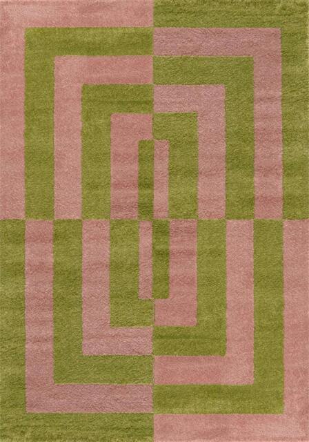 Rackhams Joli Geometric Green & Pink Rug - 200X290 cm - image 1