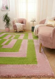 Rackhams Joli Geometric Green & Pink Rug - 200X290 cm - thumbnail 2