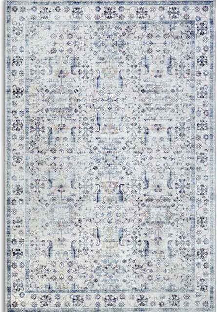Rackhams Shortpile Rug Cream & Blue Saveh – Oriental Design - 120X160 cm - image 1