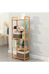 Rackhams 5 Tier Wood Audriel Bookcase - Brown - thumbnail 2