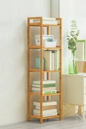 Rackhams 5 Tier Wood Audriel Bookcase - Brown - thumbnail 1