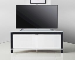 "Rackhams VOLANS Tru-Corner Remote Friendly Doors White/Black Reversible Panel LCD/Plasma/LED TV up to 42"" Corner TV Cabinet" - thumbnail 3