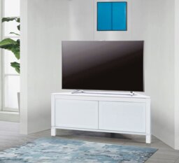 "Rackhams VOLANS Tru-Corner Remote Friendly Doors White/Black Reversible Panel LCD/Plasma/LED TV up to 42"" Corner TV Cabinet" - thumbnail 2