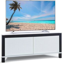 "Rackhams VOLANS Tru-Corner Remote Friendly Doors White/Black Reversible Panel LCD/Plasma/LED TV up to 42"" Corner TV Cabinet" - thumbnail 1