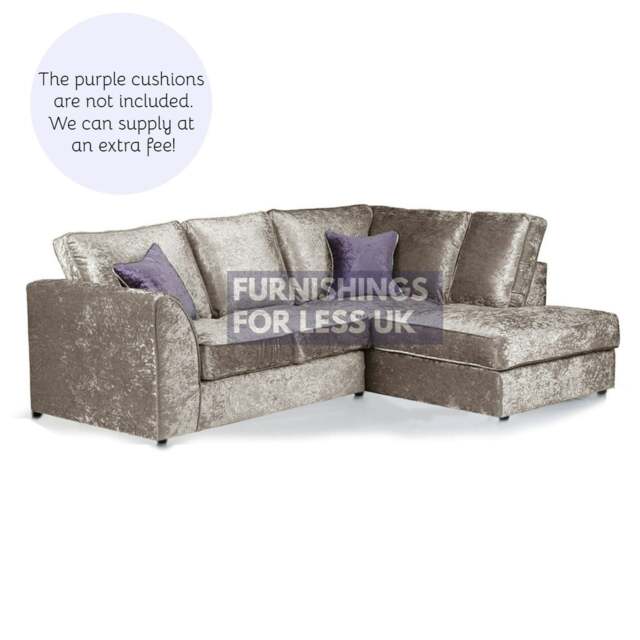 Rackhams Crystal Crushed Velvet Full Back Corner Sofa - Mink - Right Hand Facing - image 1