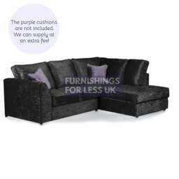 Rackhams Crystal Crushed Velvet Full Back Corner Sofa - Mink - Right Hand Facing - thumbnail 5