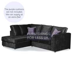 Rackhams Crystal Crushed Velvet Full Back Corner Sofa - Mink - Right Hand Facing - thumbnail 4