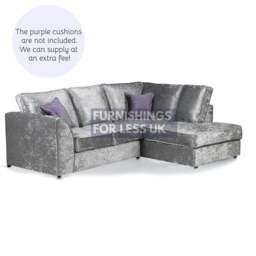 Rackhams Crystal Crushed Velvet Full Back Corner Sofa - Mink - Right Hand Facing - thumbnail 3