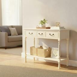 Rackhams Heritage 3 Drawer Ivory Console Table