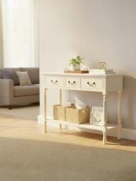 Rackhams Heritage 3 Drawer Ivory Console Table - thumbnail 2