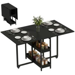 Rackhams Folding Dining Table, Drop Leaf Table w/ Open Compartments - Natural - thumbnail 3