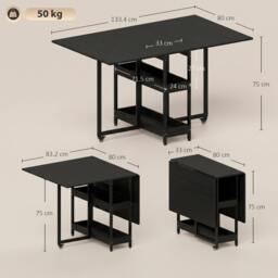 Rackhams Folding Dining Table, Drop Leaf Table w/ Open Compartments - Natural - thumbnail 4
