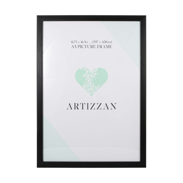 Rackhams Modern and Stylish Black Veneer Wood Effect A3 Plastic Frame for Wall Hanging - image 1