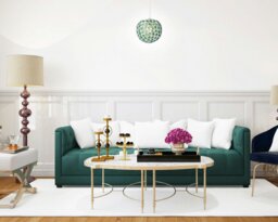 Rackhams Modern Round Globe Easy Fit Pendant Shade with Small Green Acrylic Bead Jewels - thumbnail 6