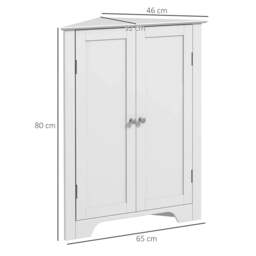 Rackhams Triangle Bathroom Cabinet, Corner Bathroom Storage Unit with Adjustable Shelf and Recessed Door, Free Standing, White - thumbnail 3