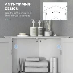 Rackhams Triangle Bathroom Cabinet, Corner Bathroom Storage Unit with Adjustable Shelf and Recessed Door, Free Standing, White - thumbnail 6