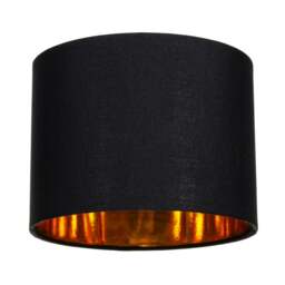 "Rackhams Modern Black Cotton Fabric Small 8"" Drum Lamp Shade with Shiny Golden Inner"
