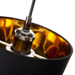 "Rackhams Modern Black Cotton Fabric Small 8"" Drum Lamp Shade with Shiny Golden Inner" - thumbnail 3