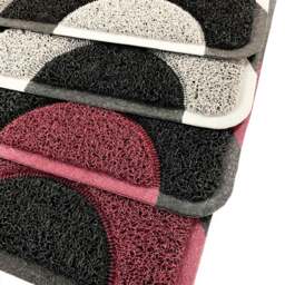 Rackhams Geo Circle Spaghetti Doormat 90x60cm - Black with Purple Circles - thumbnail 3