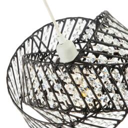 Rackhams Designer Triple Ring Black Pendant Lamp Shade with Clear Acrylic Beads - thumbnail 3