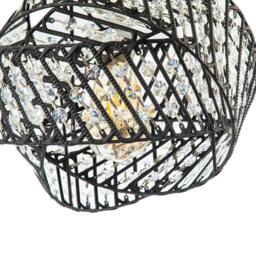 Rackhams Designer Triple Ring Black Pendant Lamp Shade with Clear Acrylic Beads - thumbnail 4