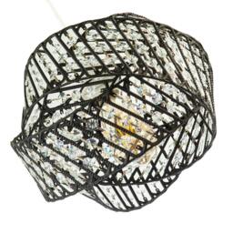 Rackhams Designer Triple Ring Black Pendant Lamp Shade with Clear Acrylic Beads - thumbnail 5